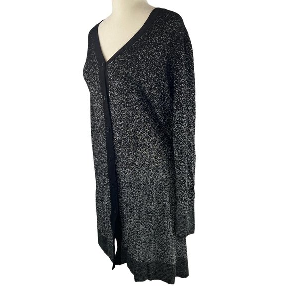 NWOT SOMA Lurex Duster Black & Silver Metallic Long Loungewear Cardigan … - Picture 5 of 16